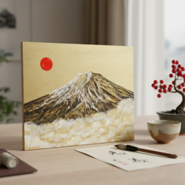 油絵【水平線に沈む夕日】 | iichi 日々の暮らしを心地よくする