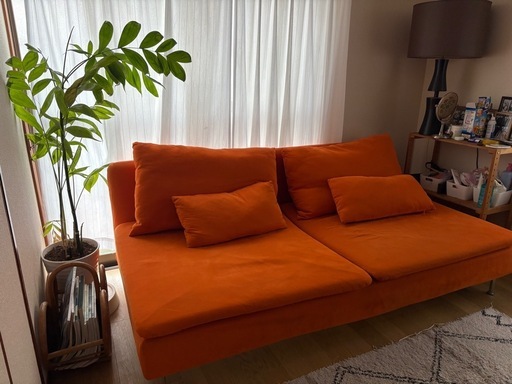 IKEA Soderhamn 購入 オレンジ IKEA三人掛けソファソーデルハムン