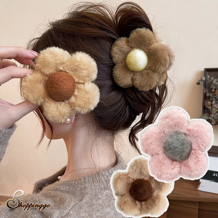 ヘアクリップ 花 ファー[品番：JRKW0005158]｜shoppinggo