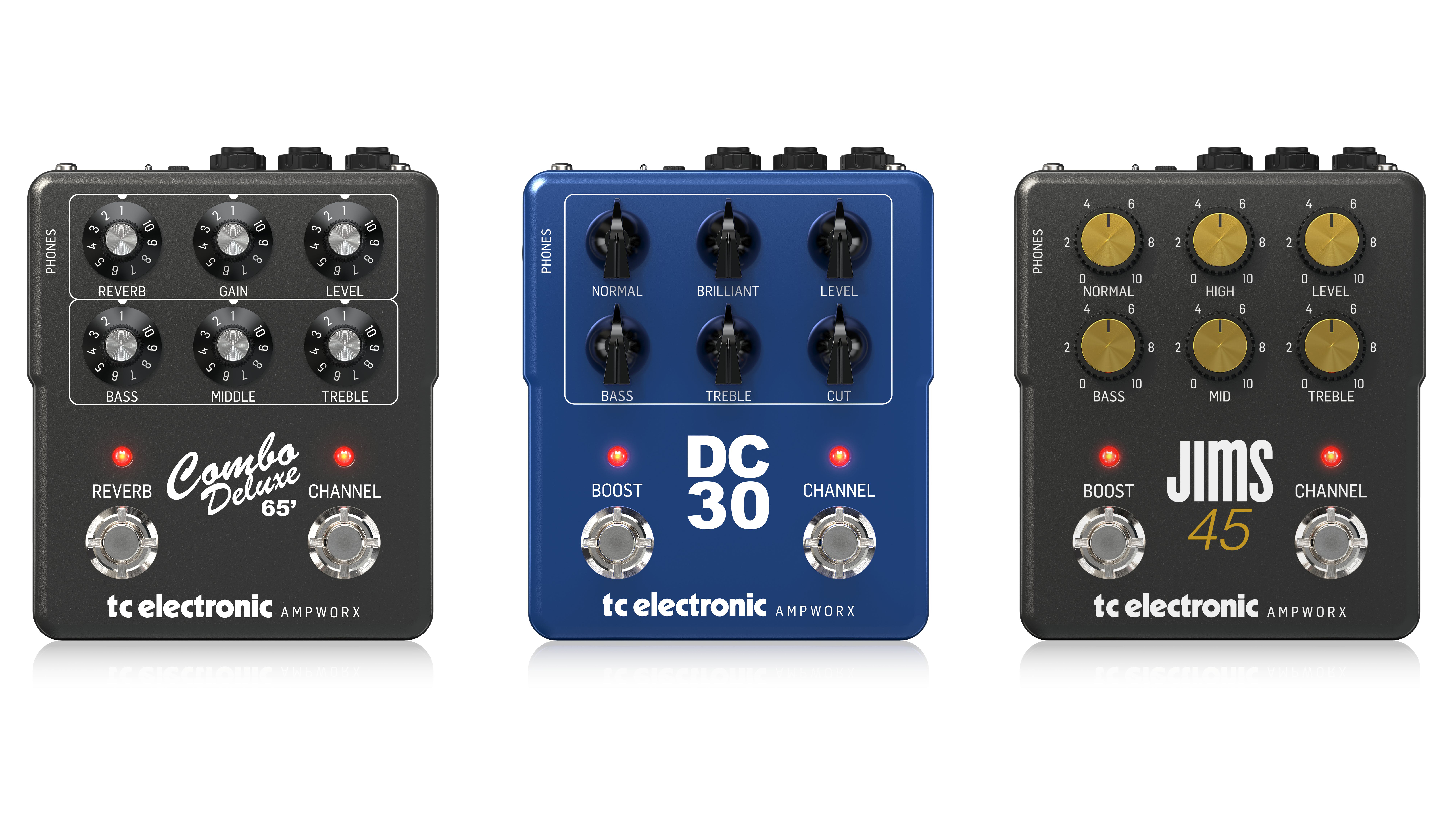 TC Electronic Ampworx Vintage Series Combo Deluxe 65', DC30, and