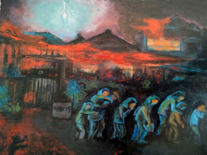 人生100年クラブ：戦争描く98歳の画家 東京大空襲にガザ…「人が死ぬ
