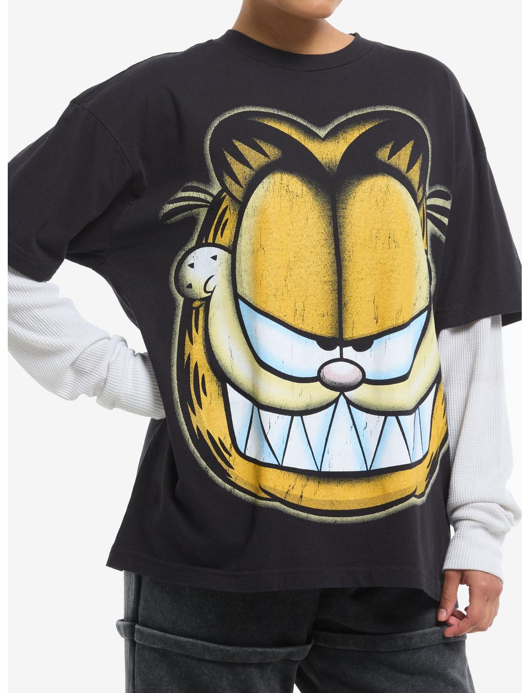 Garfield Face Girls Oversized Long-Sleeve Twofer | Hot Topic
