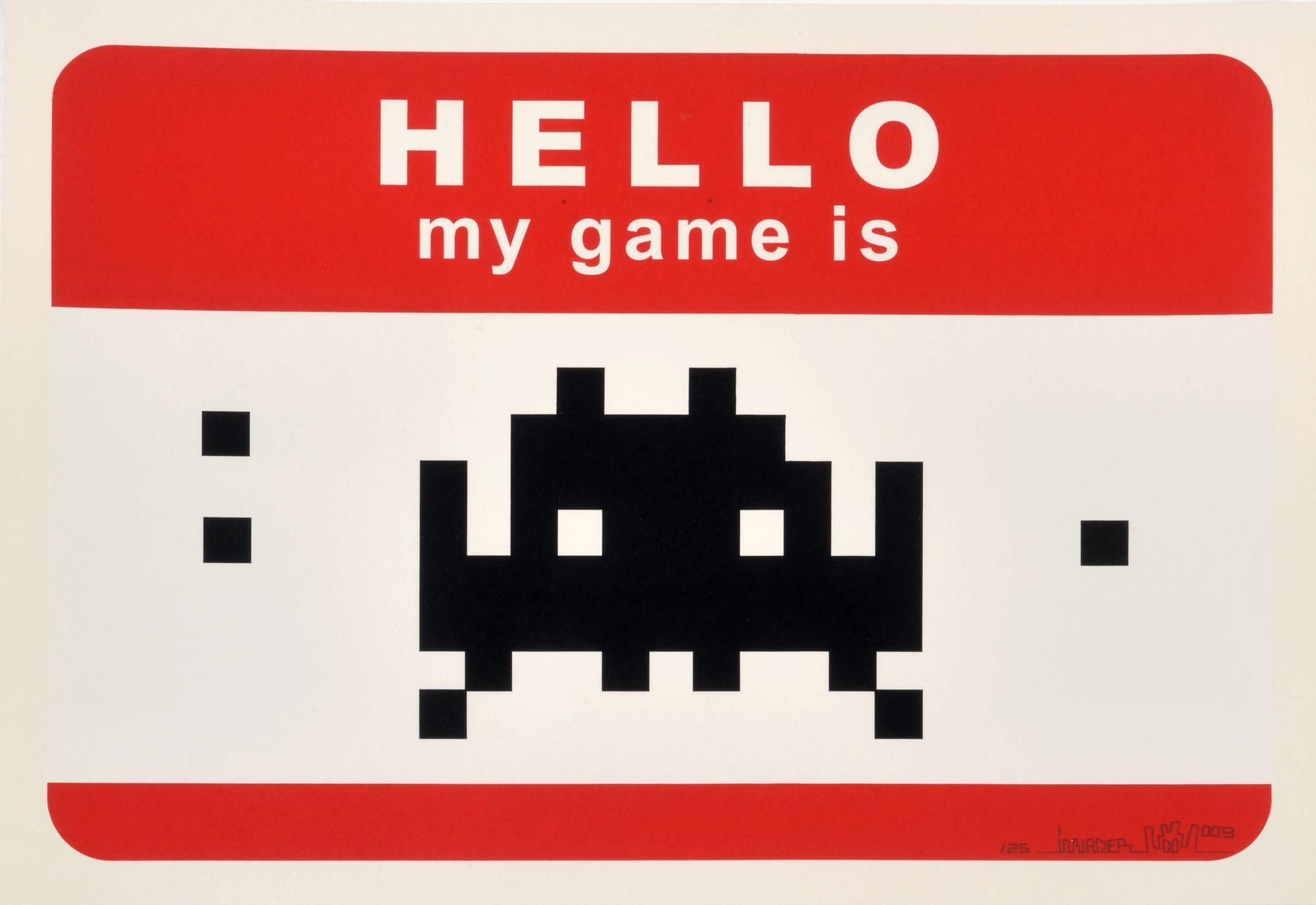 Invader Hello My Game Is (red) (Signed Print) 2009 | MyArtBroker