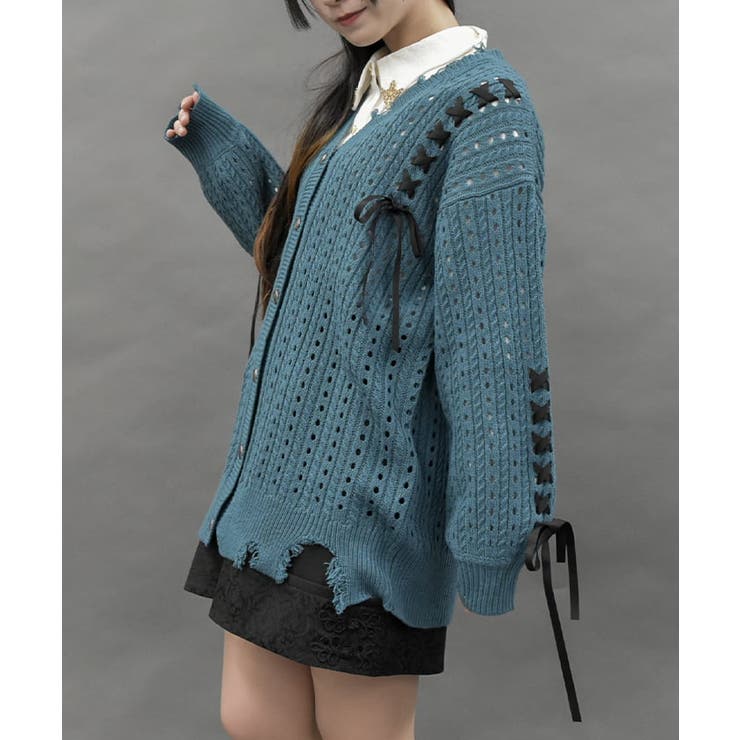 レースアップデザインカーディガン[品番：IGAW0005897]｜axes femme