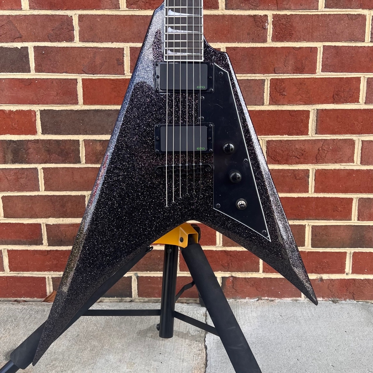 ESP LTD Kirk Hammett KH-V, Black Sparkle, Korina Body, Macassar
