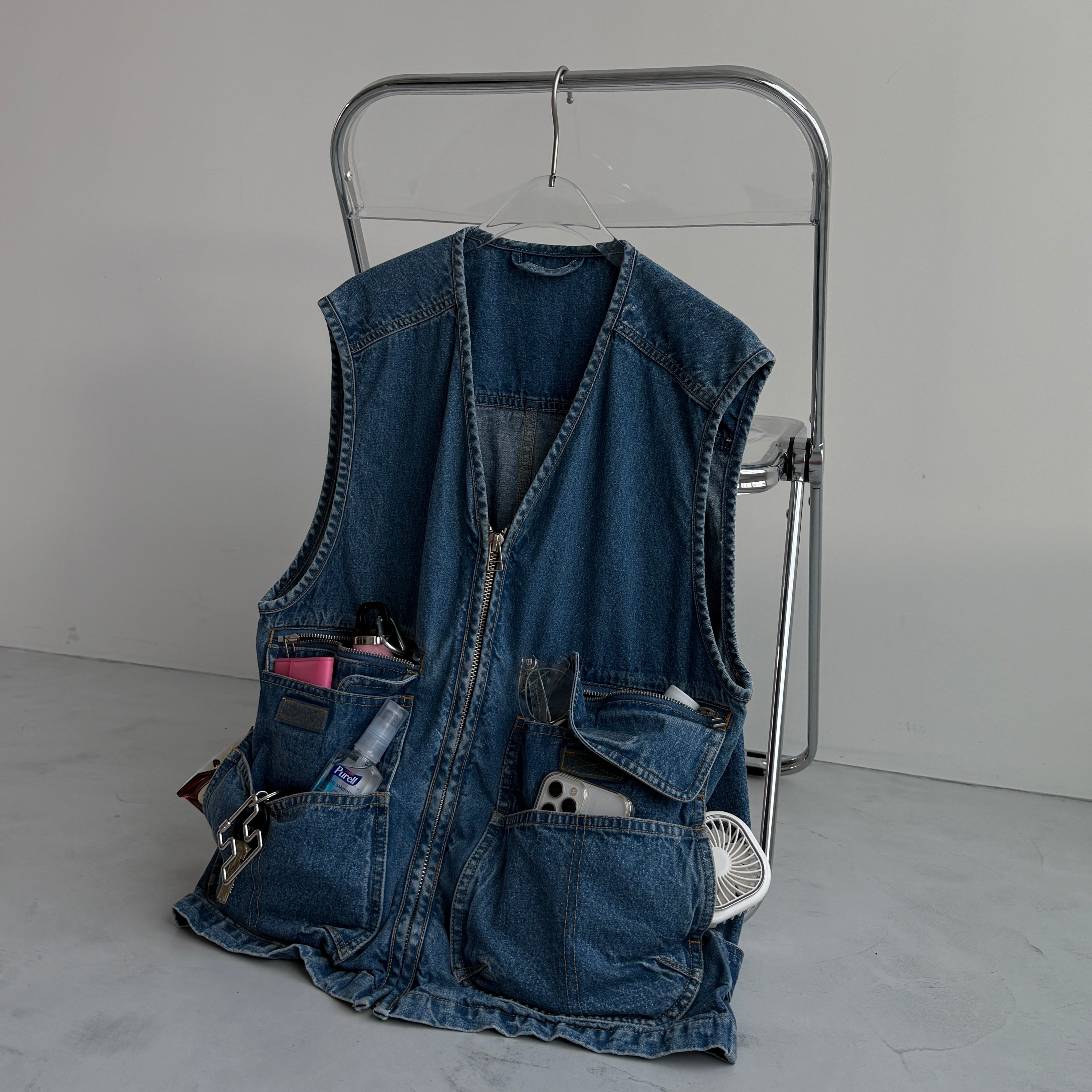 8 pockets BUDDY DENIM VEST / blue | wee9s | ウィークス