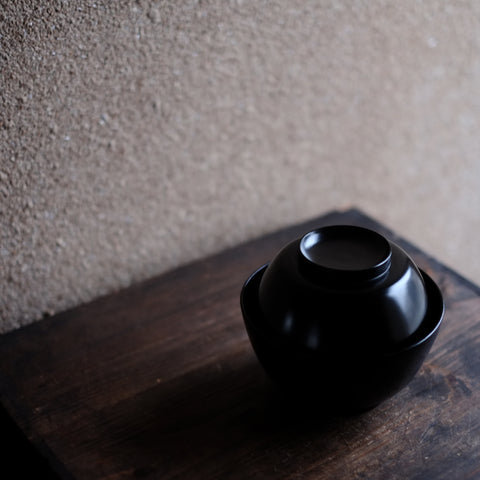 時代 輪島塗 黒漆蓋付椀 (明治時代) – 逢季荘