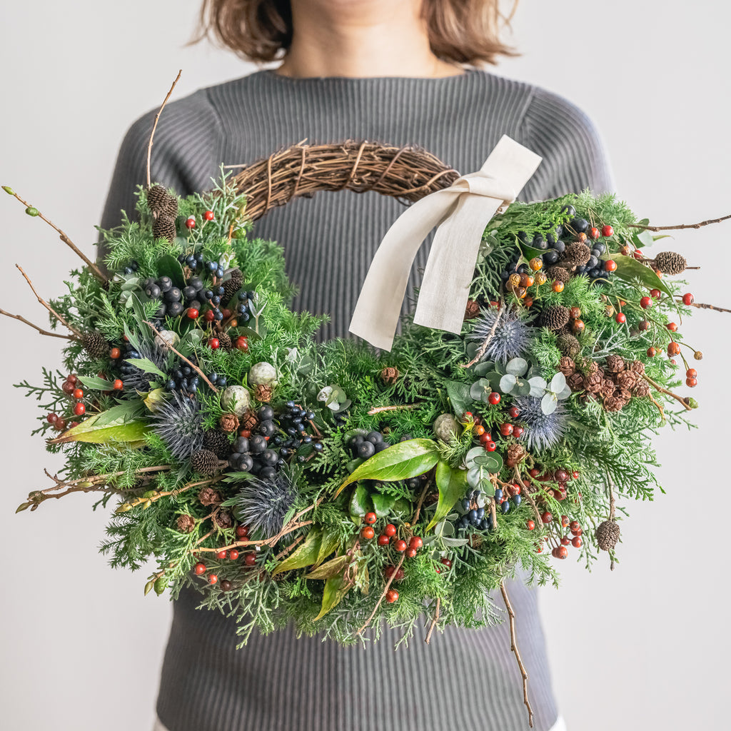 受注販売】冬の枝ものでつくったクリスマスリース2025（生花）