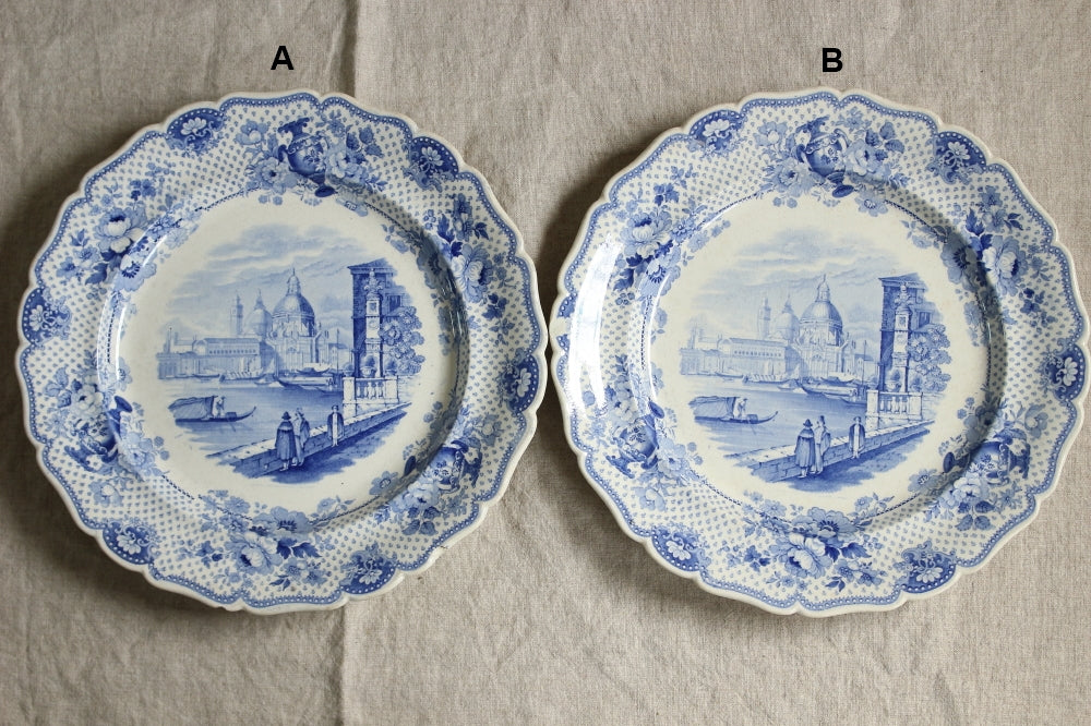 2枚あり！1830年代リッジウェイ社B&W 平皿（直径26.5cm） イギリス