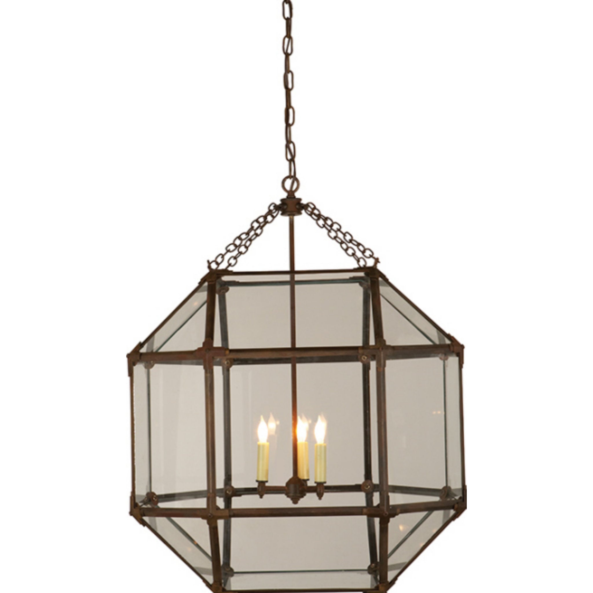 Suzanne Kasler Morris Large Lantern in Antique Zinc with Clear Glass C