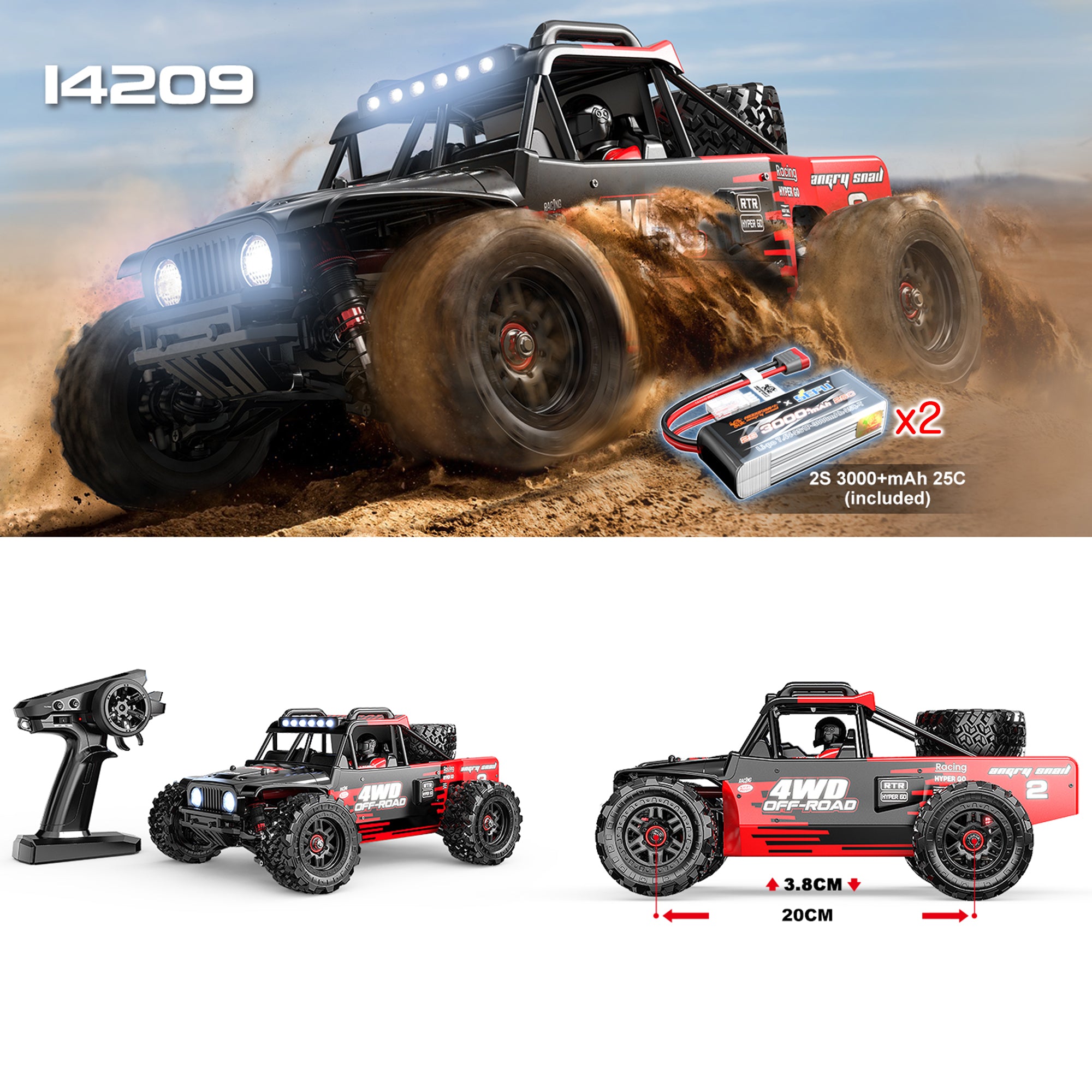 MJXRC 14209 1/14オフロードラジコンクローラー 4WD 技適認証済み