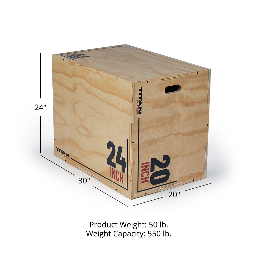Titan Fitness Wooden Plyometric Box, 20in 24in 30in, Pro-Duty Plyo