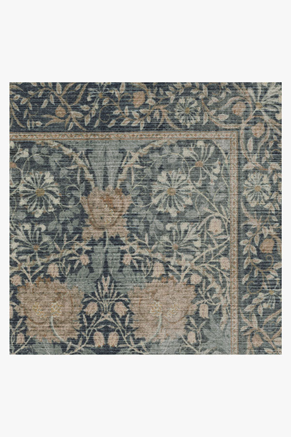 Morris & Co. Honeysuckle & Tulip Indigo Rug | Ruggable US