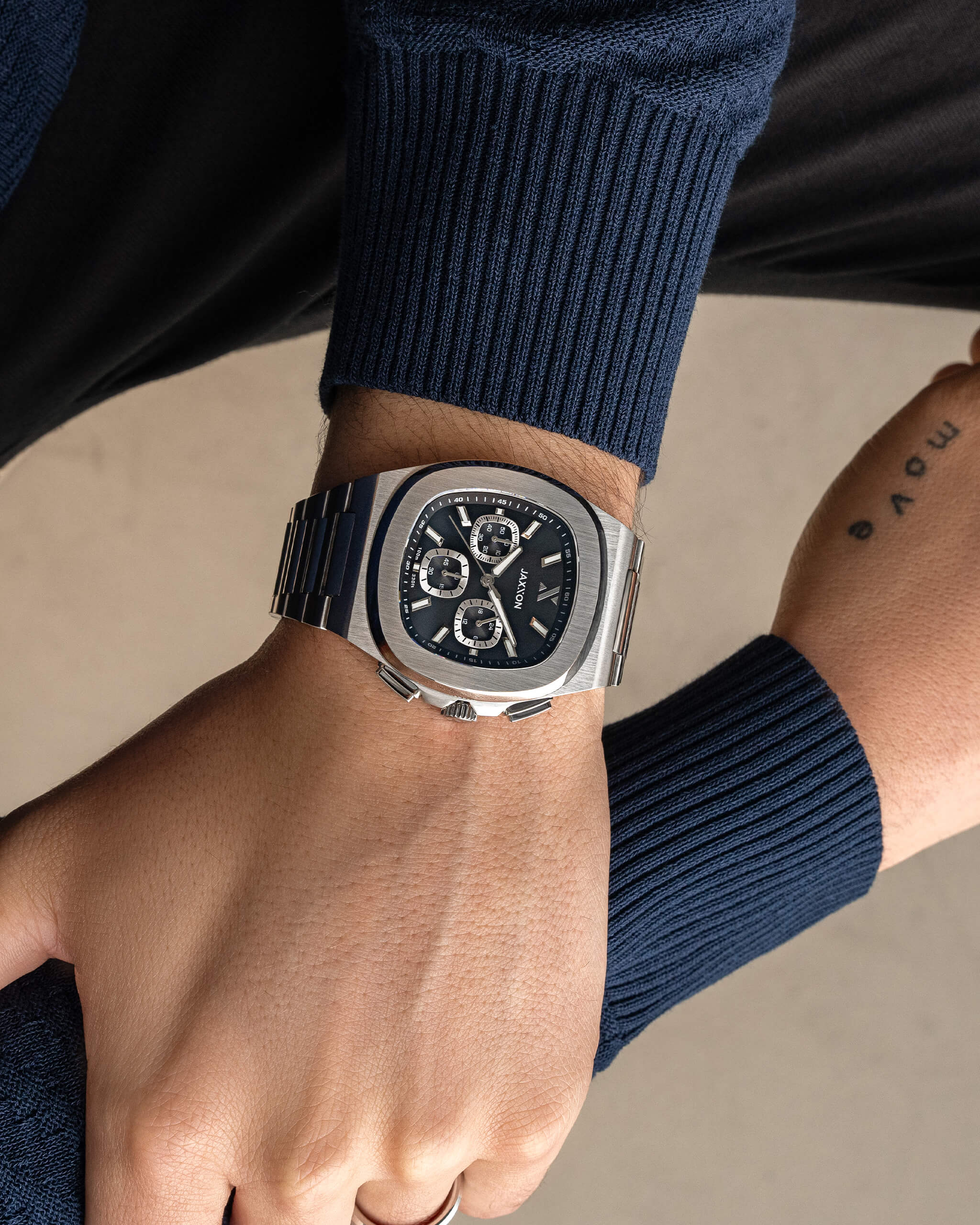 JX1 Chronograph Watch - Black and Silver - JAXXON