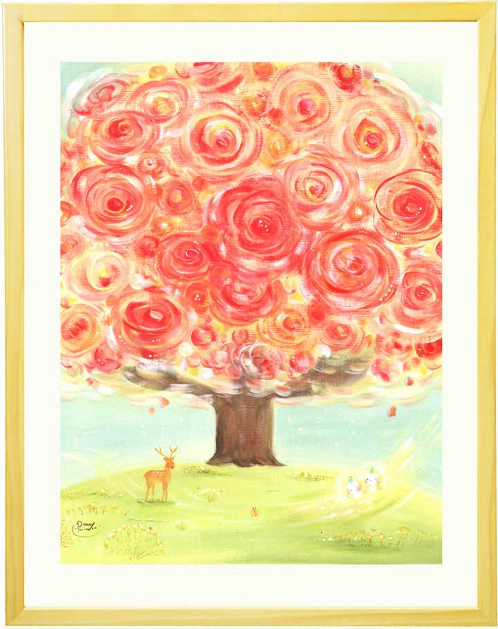 絵画 インテリア 額入り 花の絵 「いのちの樹」 美しい 風水 玄関 開店