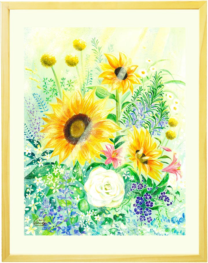 絵画 ひまわり インテリア 「きらめき」 夏 玄関 風水 運気 パステル