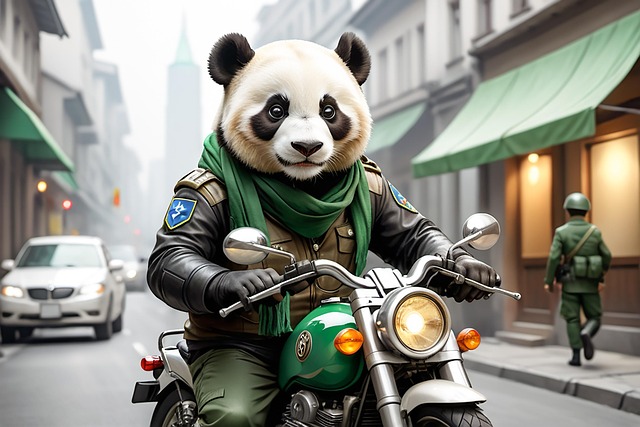 Download Ai Generated, Panda, Biker. Royalty-Free Stock