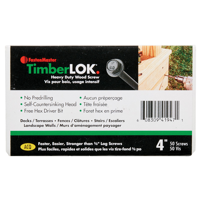 FASTENMASTER TimberLOK Hex-Head Structural Wood Screws - 4