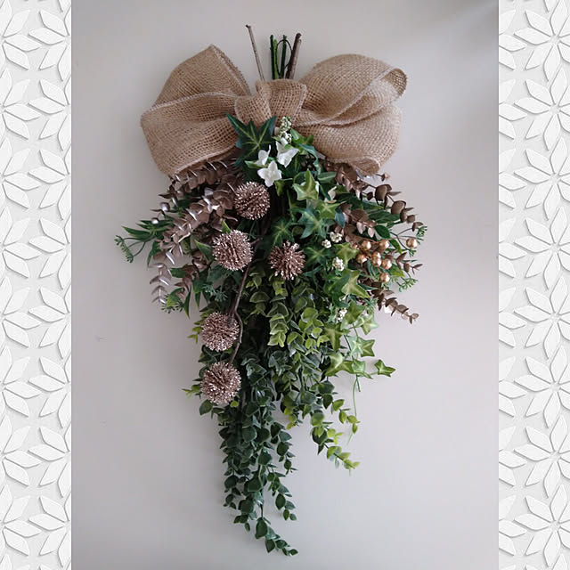 クリスマス/ハンドメイド/スワッグ/クリスマススワッグ/ジュートリボン