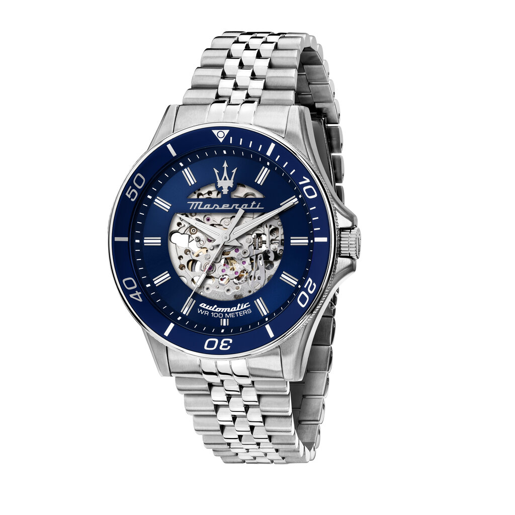 Maserati R8823140011 Sfida automaat (zilver/blauw) 44 mm heren