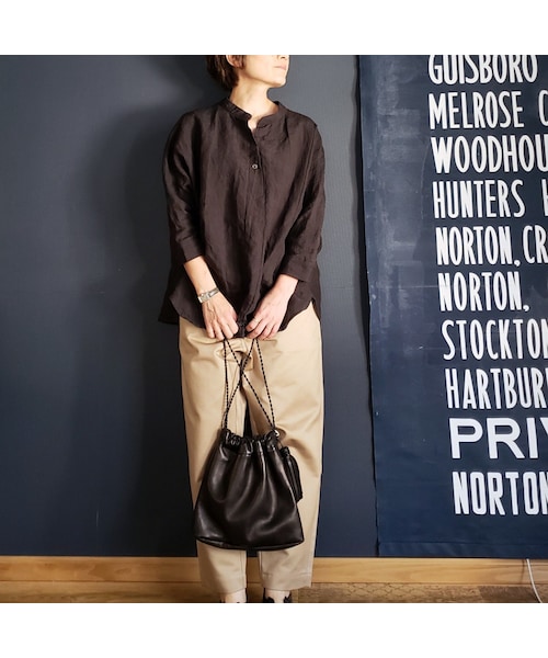 Handmade（ハンドメイド）の「本革の巾着バッグ（ショルダーバッグ