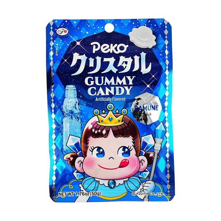 不二家 ペコちゃんゼリーグミキャンディ、クリスタルラムネソーダ味