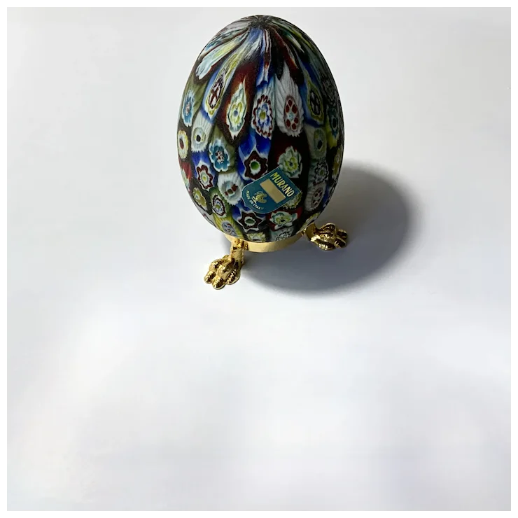 Murano Glass Egg with Stand Italy Millefiori Murrine Canes