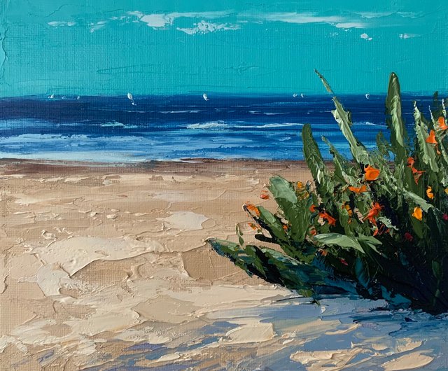 送料無料】ロシア オリジナルビーチ海景絵画海アートワーク油絵