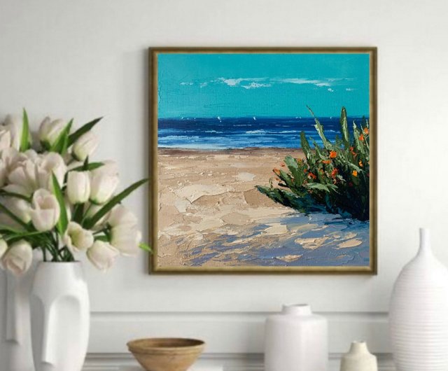 送料無料】ロシア オリジナルビーチ海景絵画海アートワーク油絵