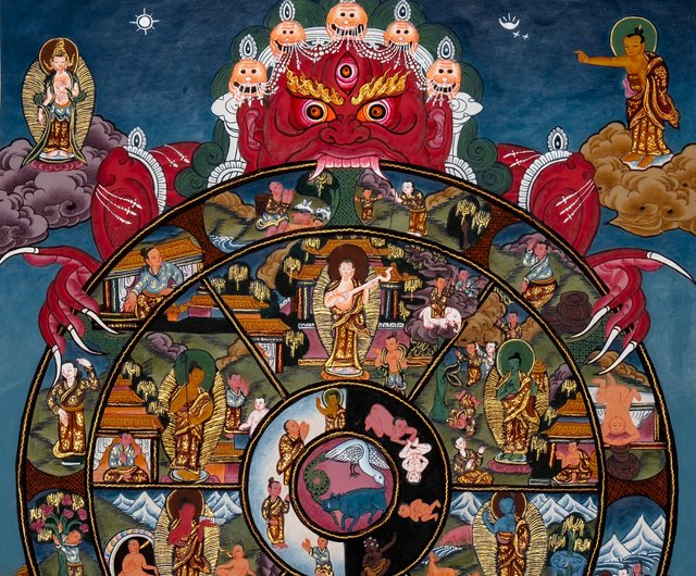 ネパール タンカ傑作-チベット仏教の輪廻の絵 Boudha Stupa Thanka