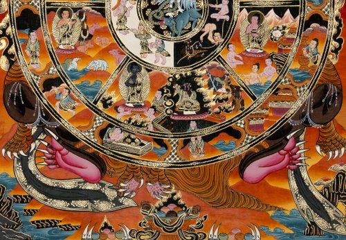 ネパール チベット仏教の生死の輪タンクァ絵画 Boudha Stupa Thanka