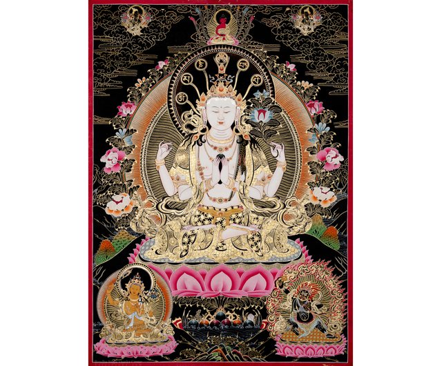 送料無料 50%OFF】ネパール チベット仏教の観音菩薩タンカ絵画 Boudha