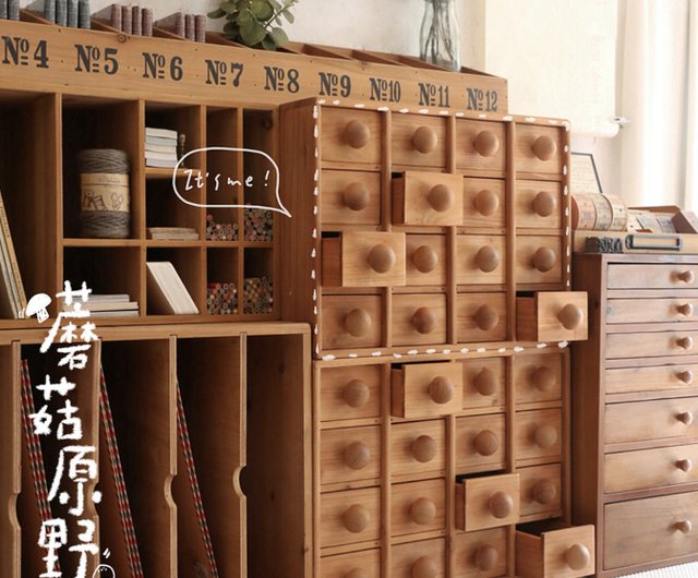 幼稚園キノコ引き出し木製収納キャビネットレトロザッカデスクトップ
