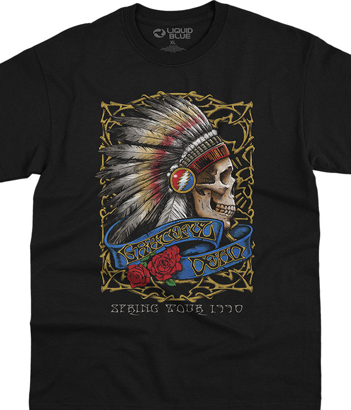 Grateful Dead Steal Spring Tour '90 Black T-Shirt Tee Liquid Blue