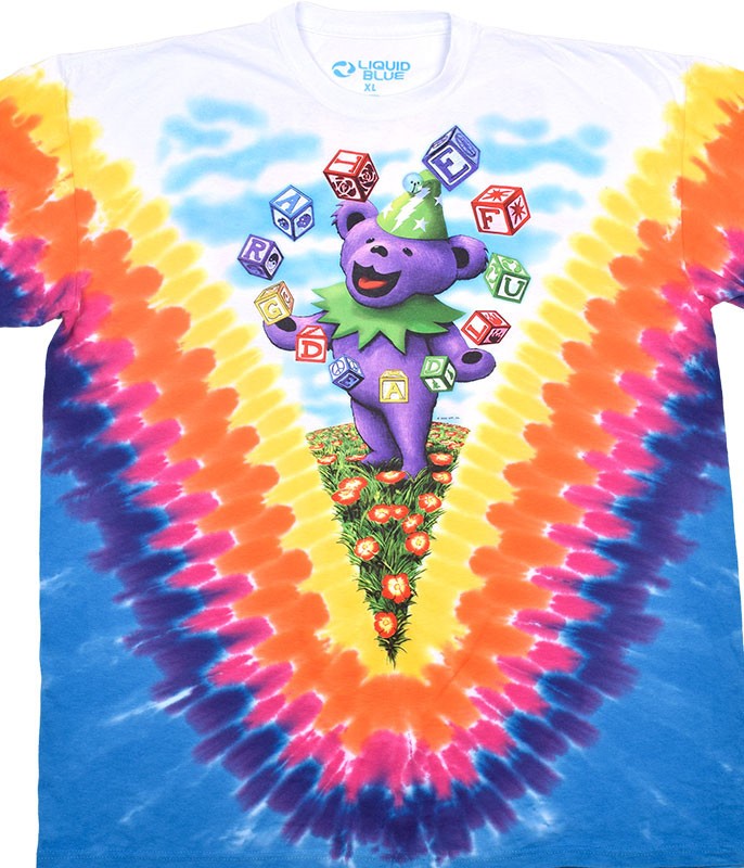 Grateful Dead Jugglin' Bear Tie-Dye T-Shirt Tee Liquid Blue