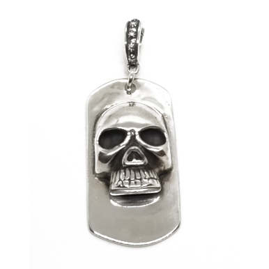 Sterling Silver Brotherhood of the Skull Dog Tag Pendant