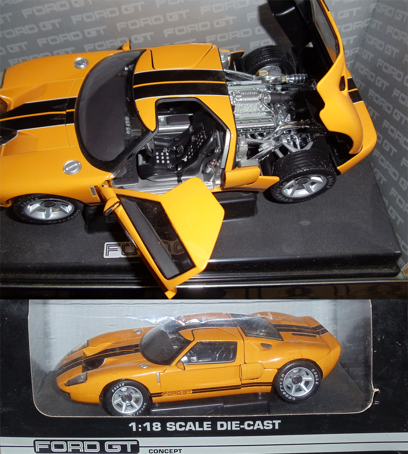 FORD GT CONCEPT CAR YELLOW W/ BLACK STRIPES 1/18 by BEANSTALK