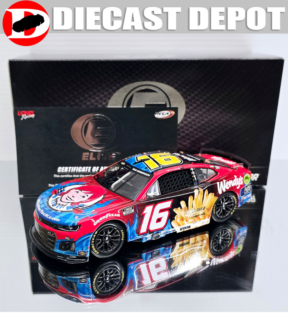 SHANE VAN GISBERGEN 2024 WENDY'S #16 CUP CAR 1/24 ELITE DIECAST
