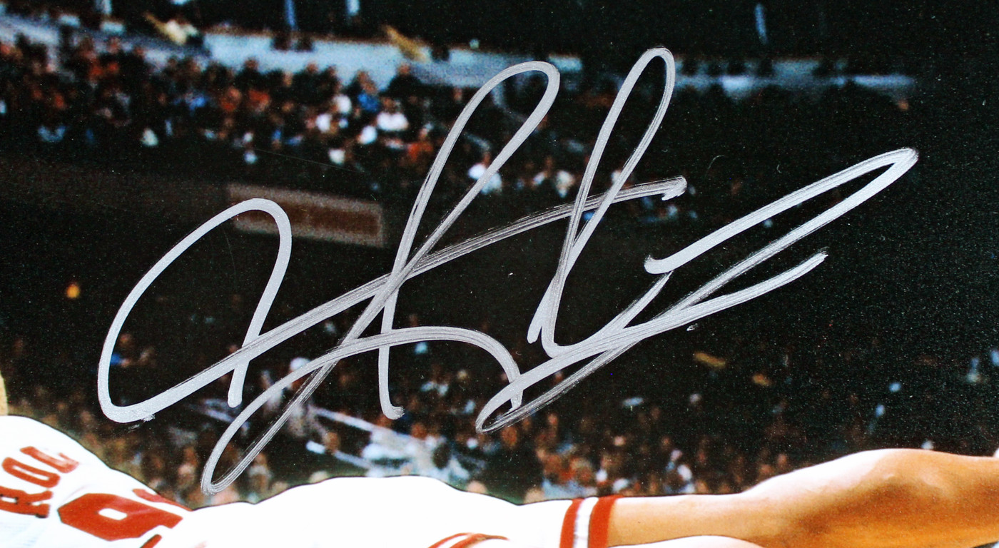 Bulls Dennis Rodman Authentic Signed 16x20 Horizontal Diving Photo