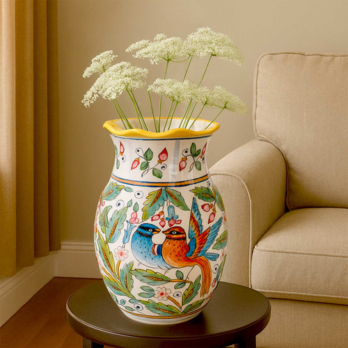 Ceramic Large Vase Sunflowers | Italian Pottery