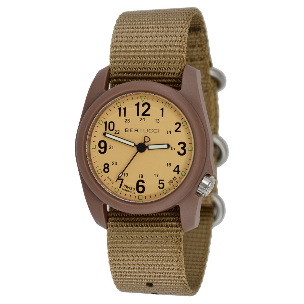 Bertucci DX3 Field Watch, 40mm Resin Case, Coyote Nylon Strap