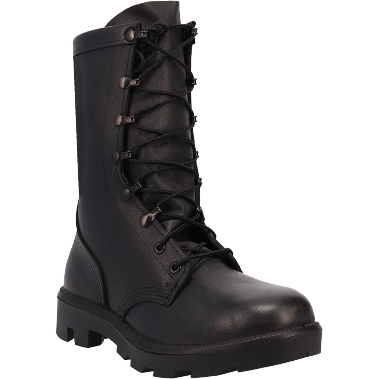 MCRAE BLACK LEATHER COMBAT VIBRAM® PANAMA OUTSOLE BOOTS 6289