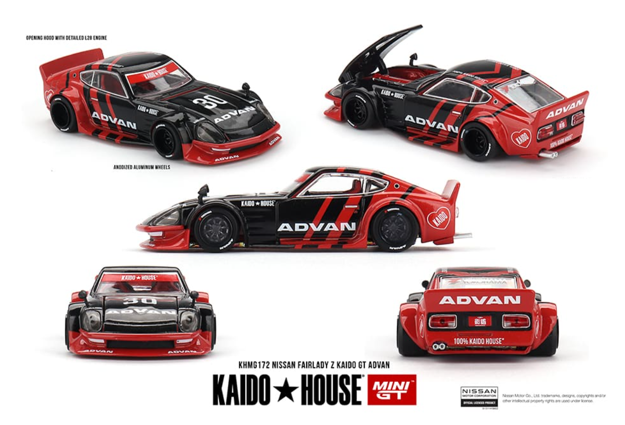1/64 Kaido House x Mini GT Nissan Fairlady Z Kaido GT ADVAN (Black