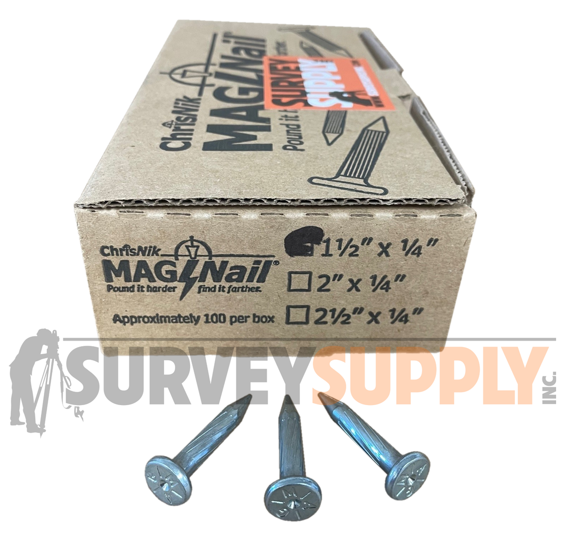 1 1/2-inch ChrisNik MAG Nails for Surveying | Survey MAG Nails