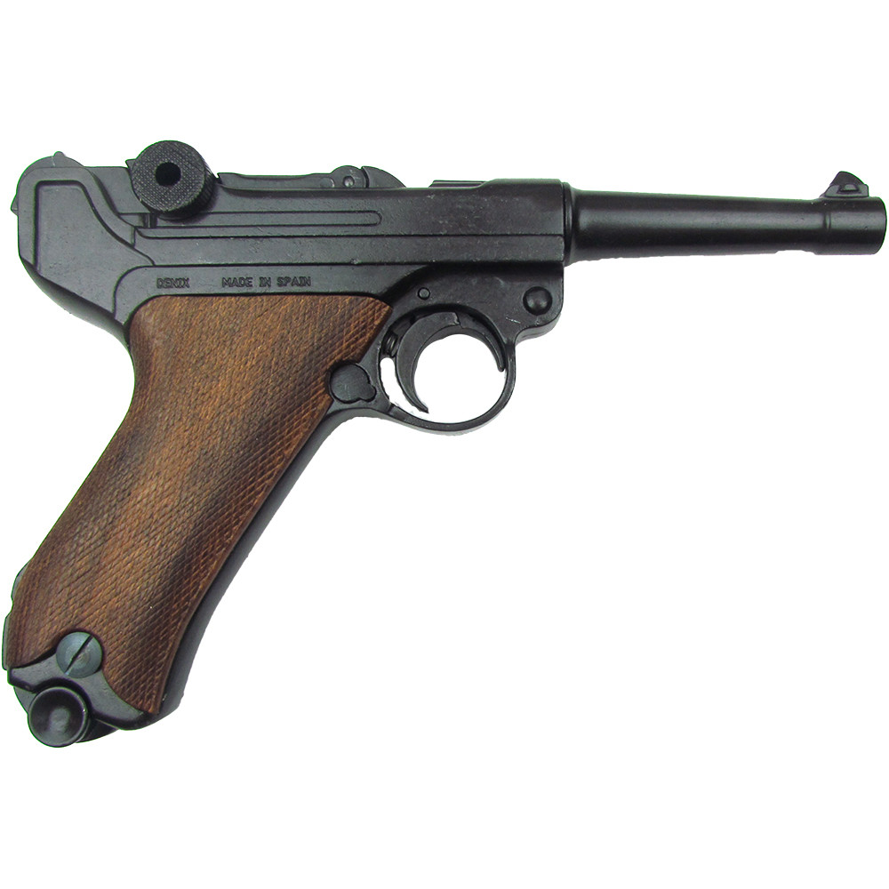 Denix WWII German Luger Parabellum P-08 Replica Pistol Wood Grips