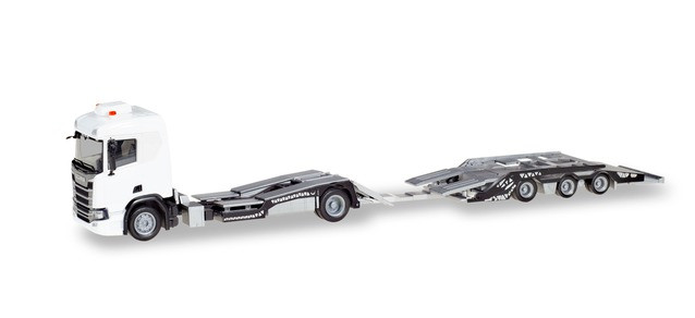 HO 1:87 Herpa # 13628 Scania CR20 w/Truck Transporter Trailer