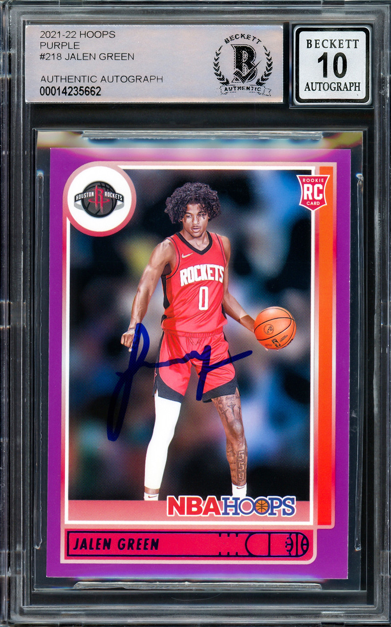 Jalen Green Autographed 2021-22 NBA Hoops Purple Rookie Card #218