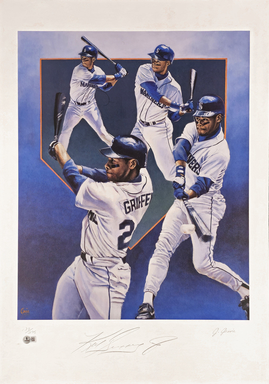 Ken Griffey Jr. Autographed 21x30 Lithograph Photo Seattle