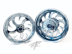 NINJA 300 FAT TIRE KIT CHROME SHARK TOOTH WHEELS 12-20 KAWASAKI