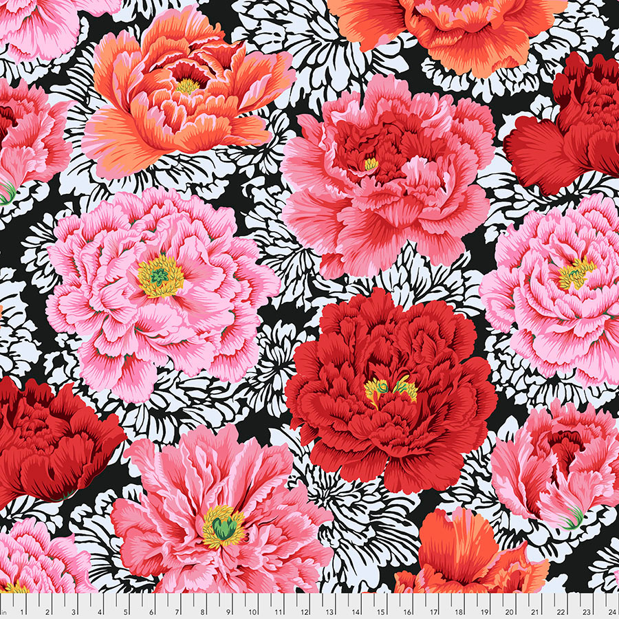 FreeSpirit Fabrics | Brocade Peony - Crimson | Philip Jacobs for